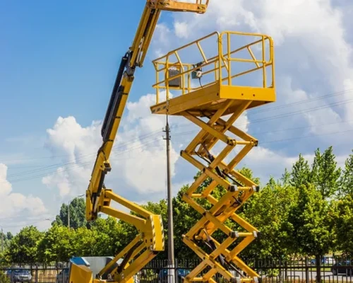 stock-photo-scissor-lift-and-articulated-boom-lift